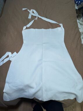 Cream Textured Halter Open Back Romper